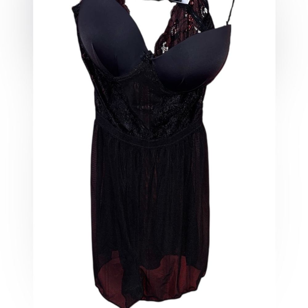 VENUS Black Sheer Lace Baby Doll Teddy L